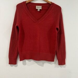 INDUSTRY orange viscose blend V-neck knit sweater size S